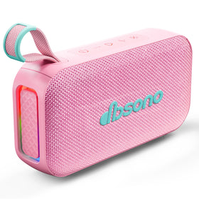Dbsono pink Bluetooth speaker front view, compact design with rich sound.
