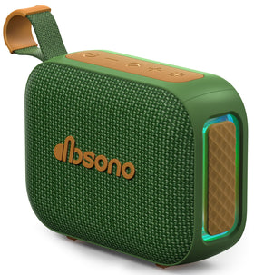 dbsono portable Bluetooth speaker in dark green, IPX5 waterproof for outdoor use.