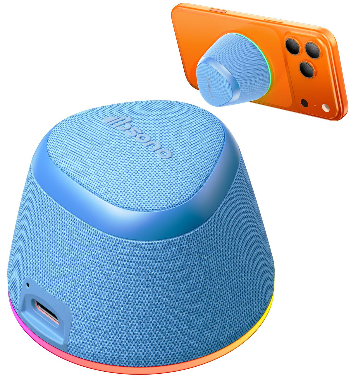 dbsono portable speaker stand blue enables hands-free listening on the go