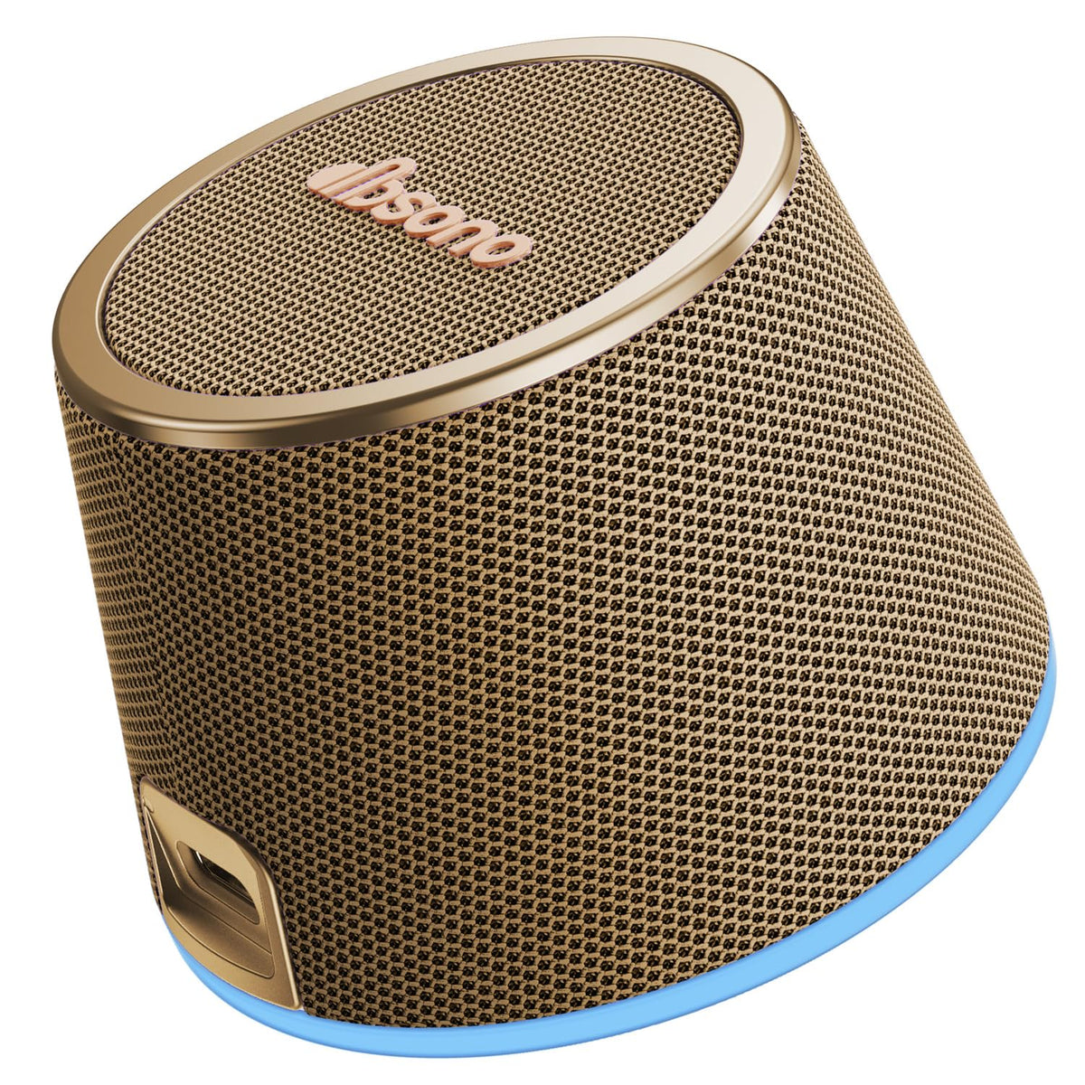 dbsono small portable speaker with phone stand and 9 color lights for hands-free viewing.