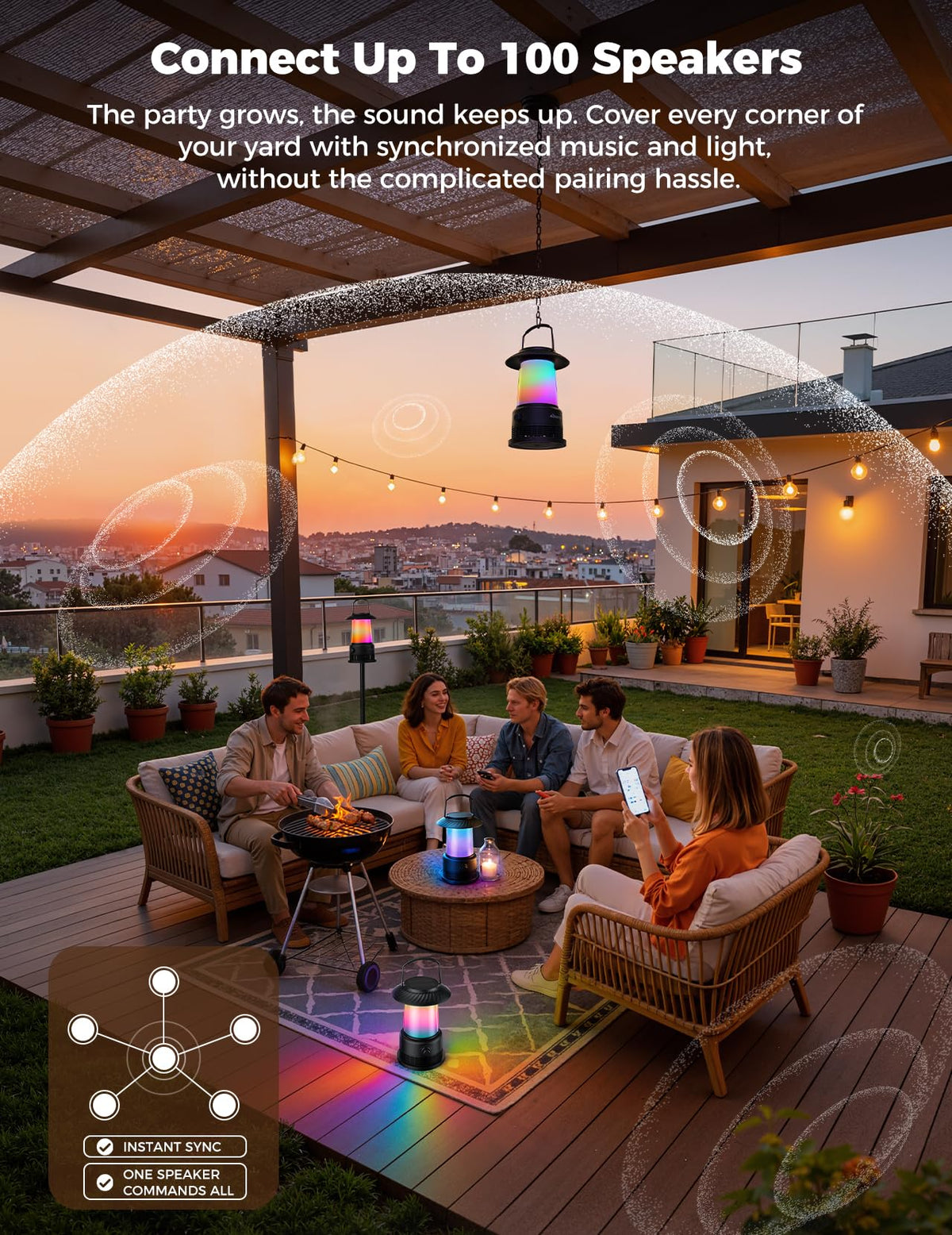 dbsono wireless multi-sync enables seamless Party Mode across multiple speakers.