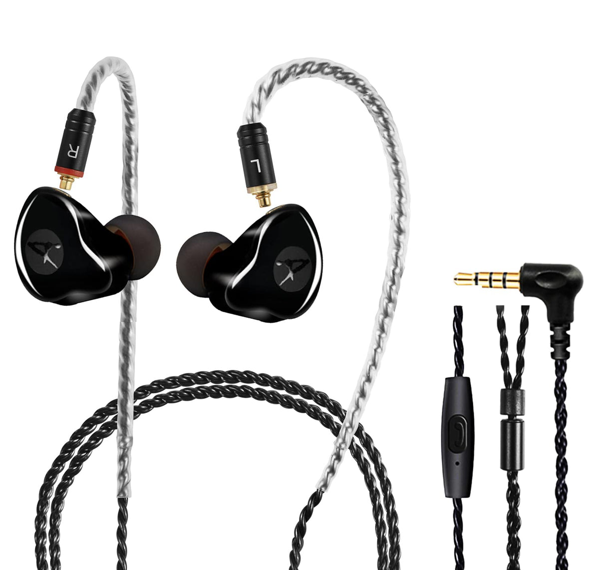 DCMEKA A09 in-ear monitor showing secure stage-ready fit for studio use