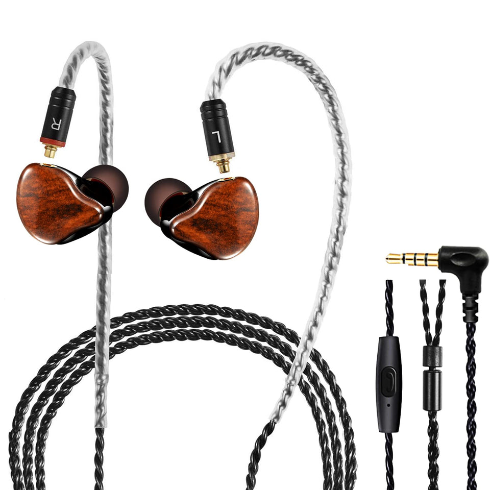 DCMEKA A09 wood grain IEM front view for premium aesthetics and sound.
