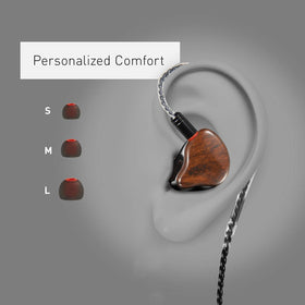 DCMEKA Amakute A09 dual-driver IEM with wood-grain housing for immersive sound