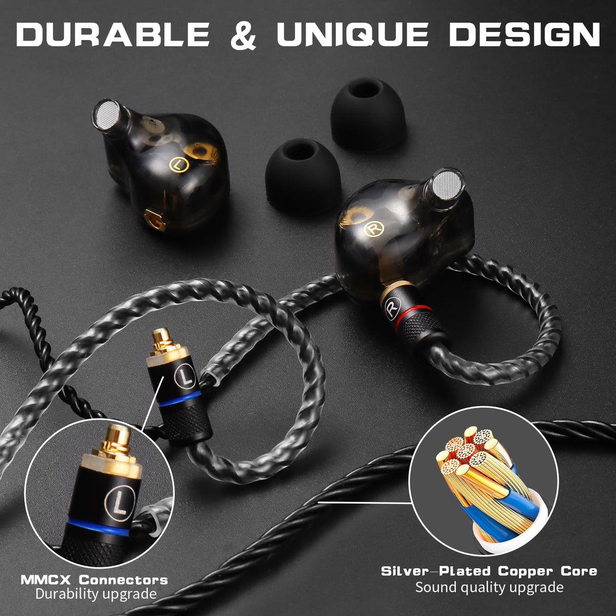 DCMEKA MMCX connector detached illustrating modularity and easy replacement
