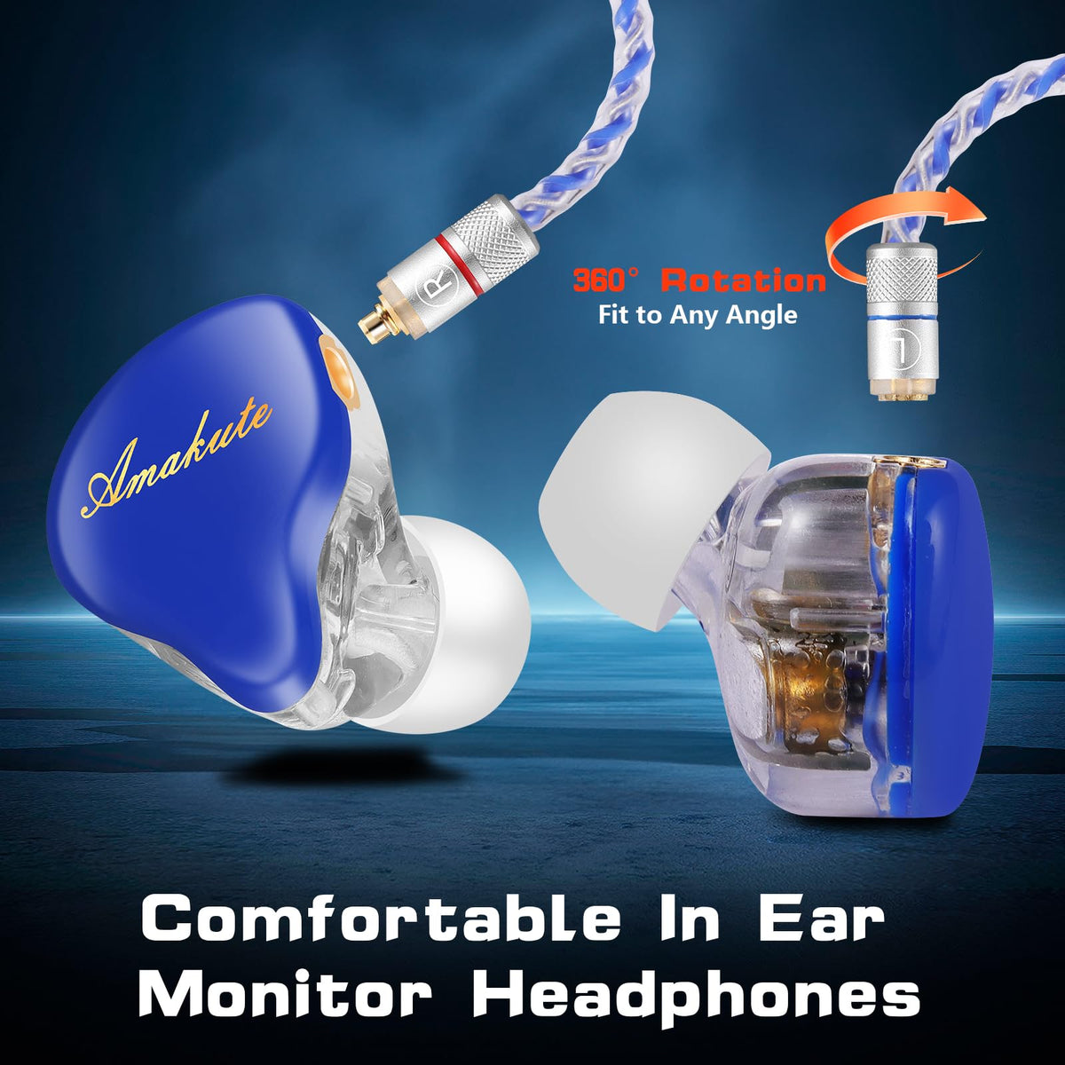 DCMEKA earbuds beside a coin for scale illustrating compact design