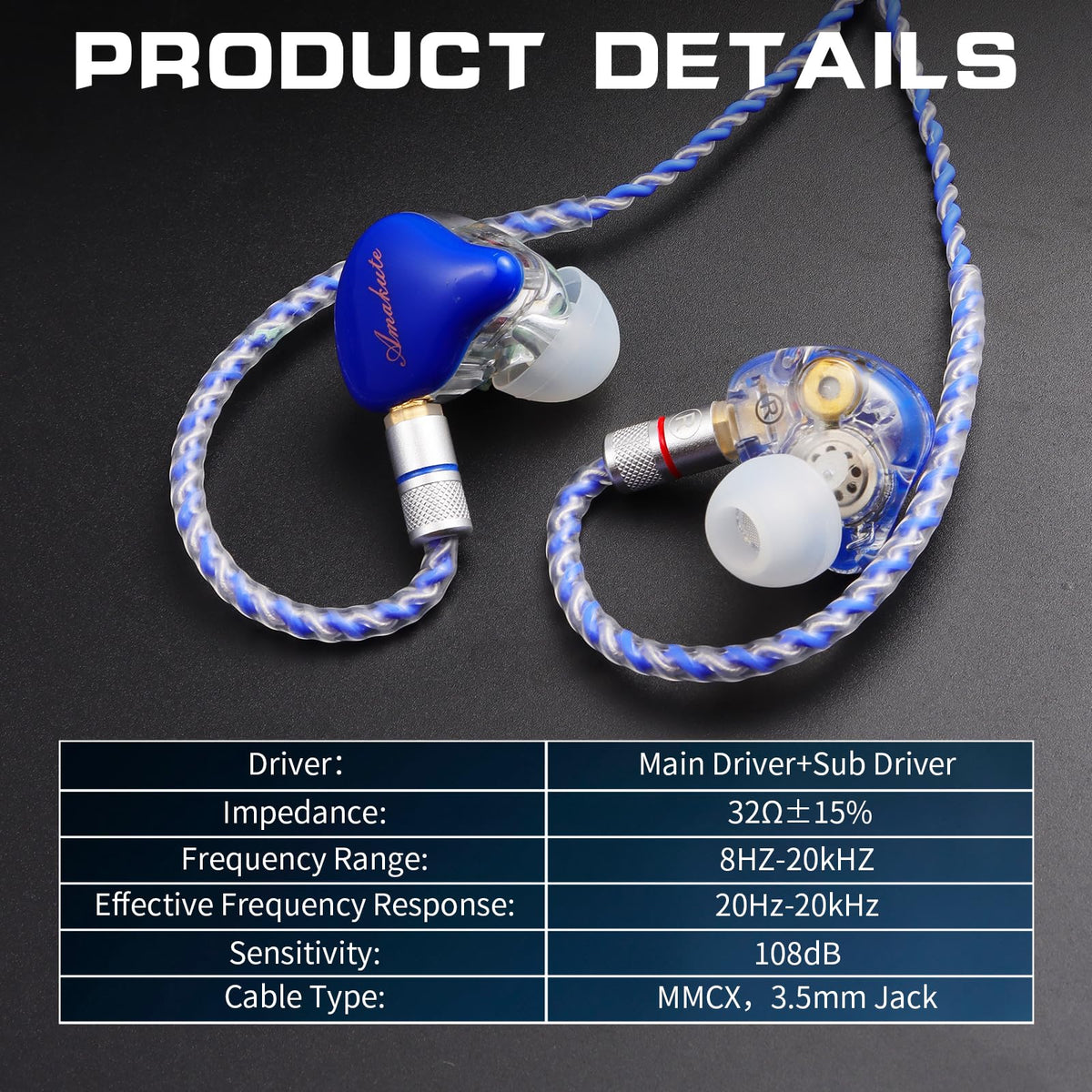 DCMEKA three silicone tip sizes laid out for personalized noise isolation