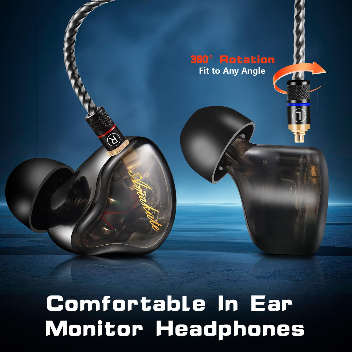 DCMEKA earphone next to coin showing compact scale and travel friendliness