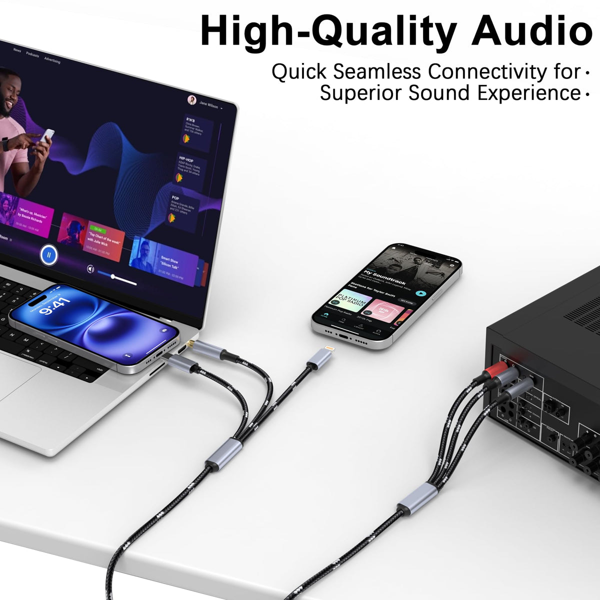 DCNETWORK lightning to RCA adapter connectors for easy device pairing
