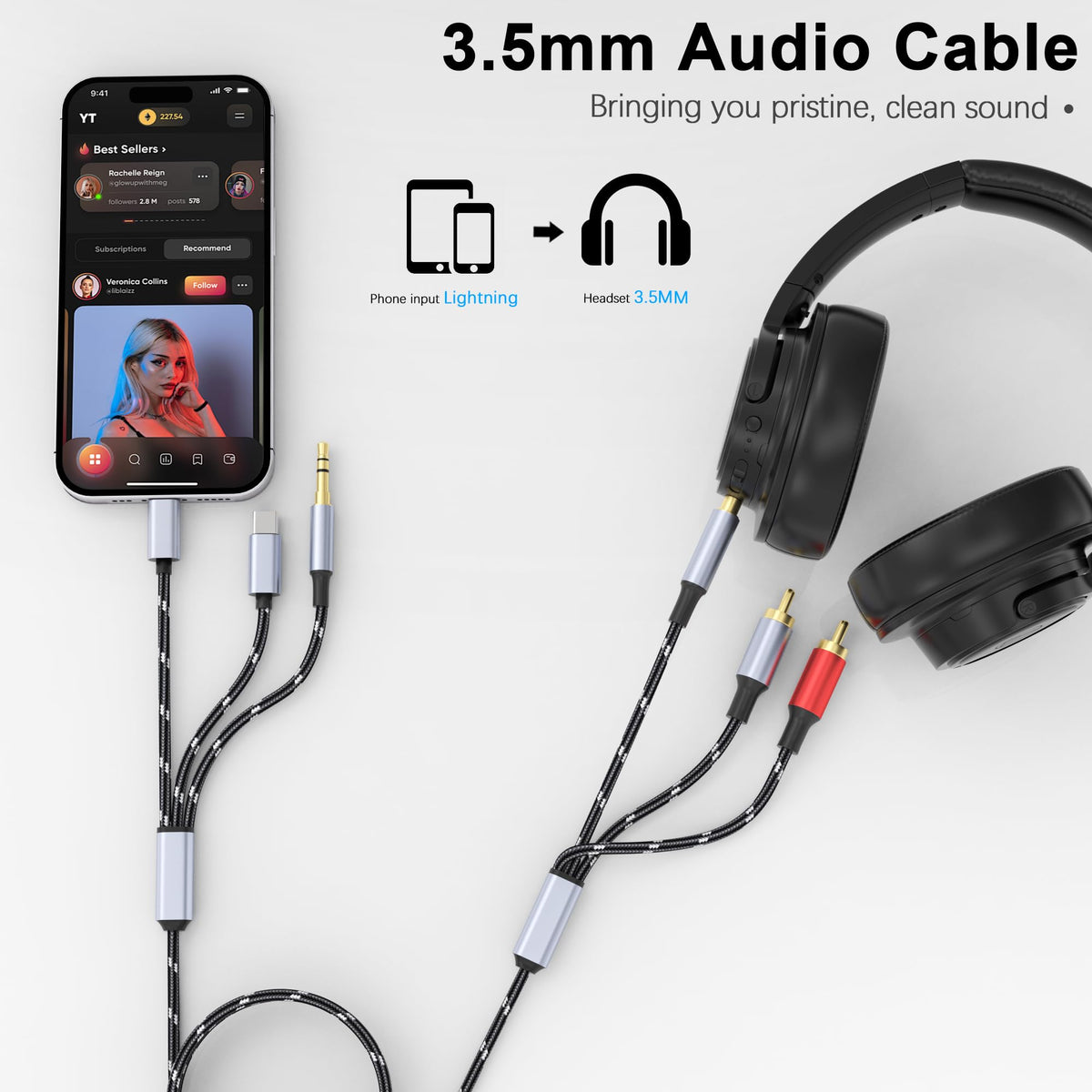 DCNETWORK USB-C to RCA adapter for tablets and MP3 players