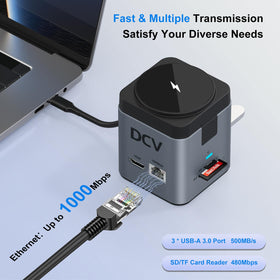 DCV dock SD/TF reader for quick photo imports and media backups.