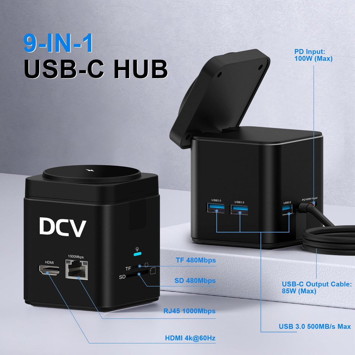 DCV 15W wireless charging pad on the dock for convenient charging