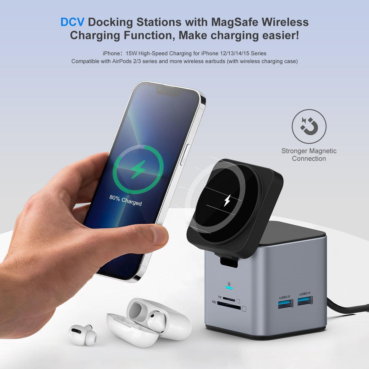 DCV USB C Docking Station provides stable 1Gbps Ethernet for reliable wired internet