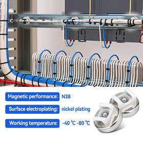DCVBNY magnetic base on metal surface holding bundled cords.
