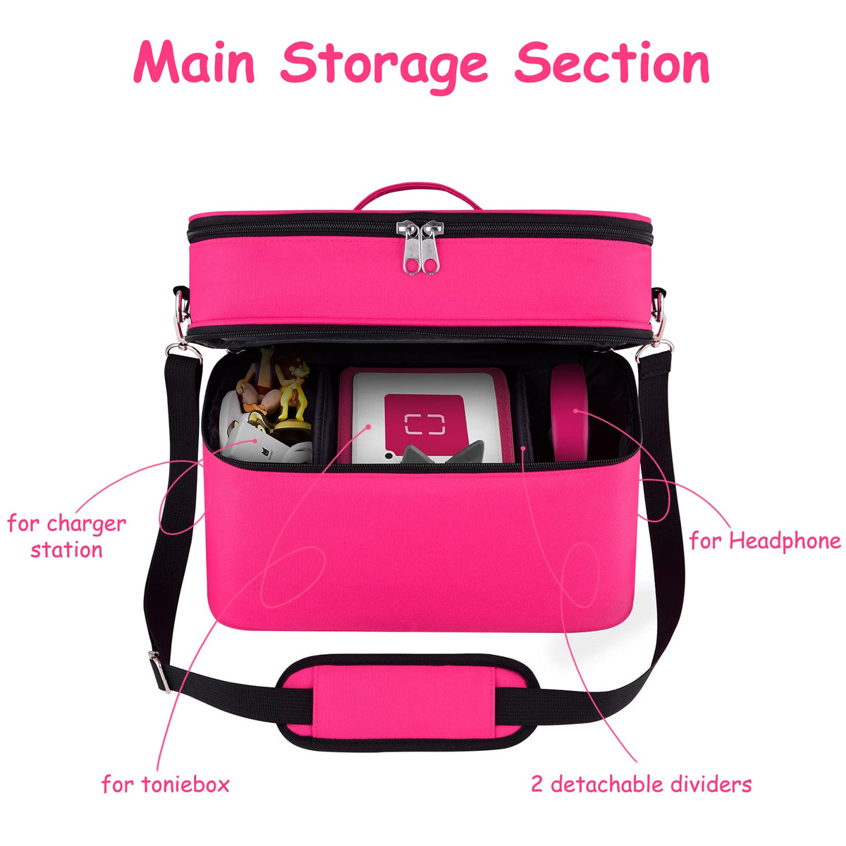 DDgro Tonies storage bag large rosy detachable dividers in action