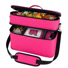 DDgro Tonies storage bag large rosy front view showing spacious main pocket