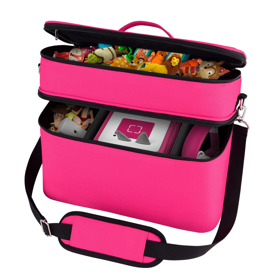 DDgro Tonies storage bag large rosy front view showing spacious main pocket