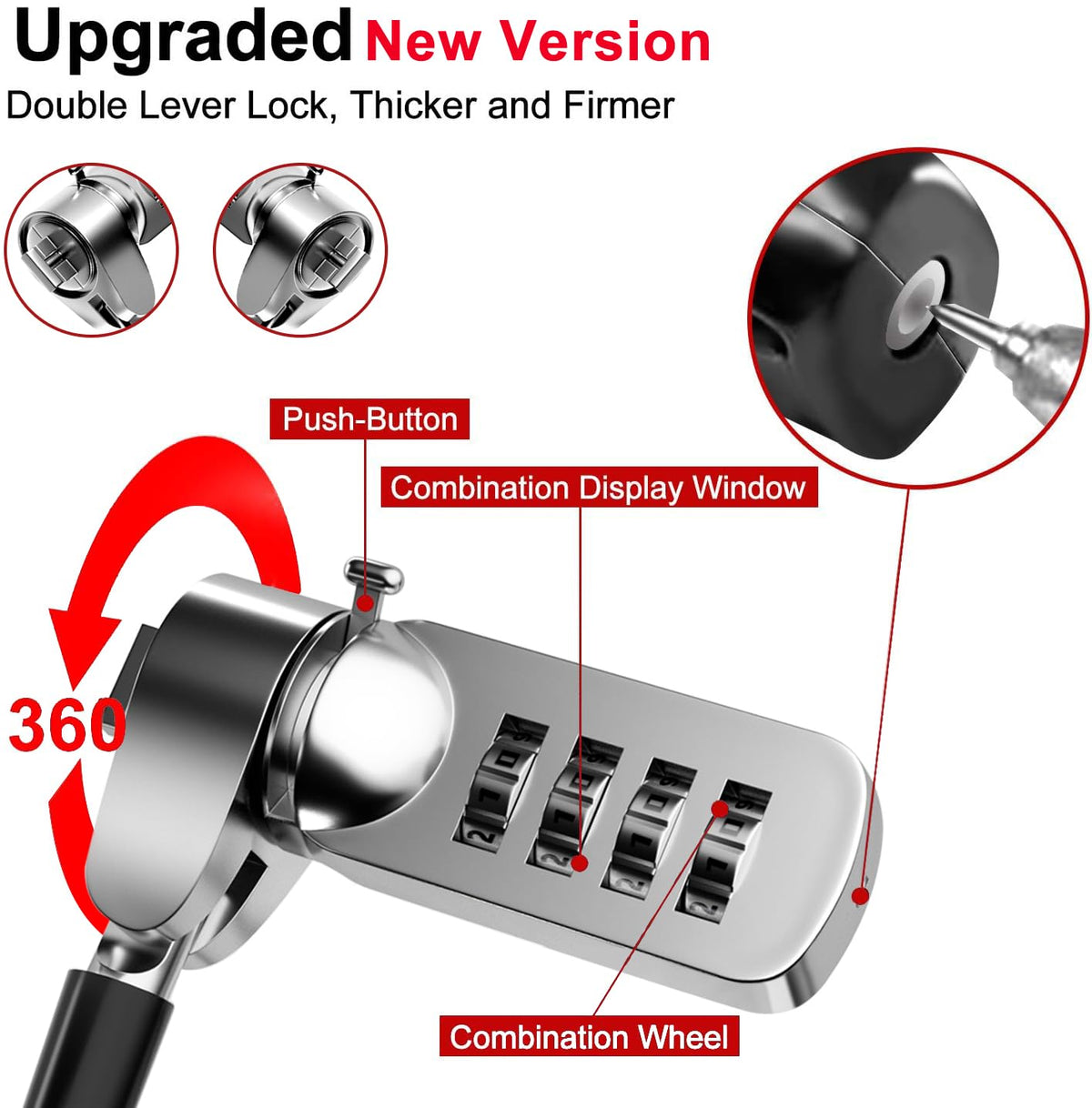 DDONG lock head shown with 360-degree rotation