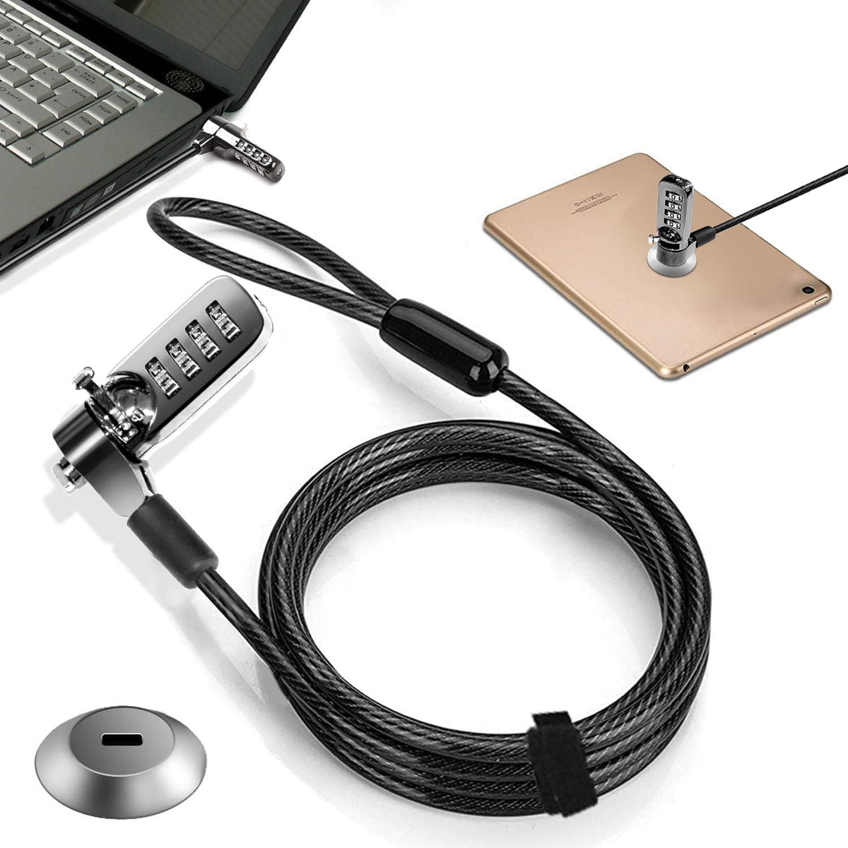 DDONG laptop lock with adhesive slot plate securing device