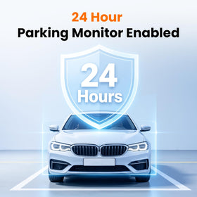 DDPAI hardwire kit 24h monitor illustration indicates around-the-clock surveillance when parked.