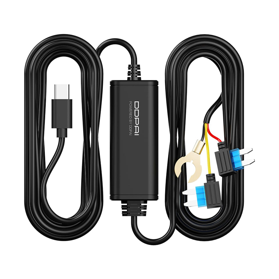 DDPAI dash cam hardwire kit front view highlights discreet, clean integration for seamless installation.