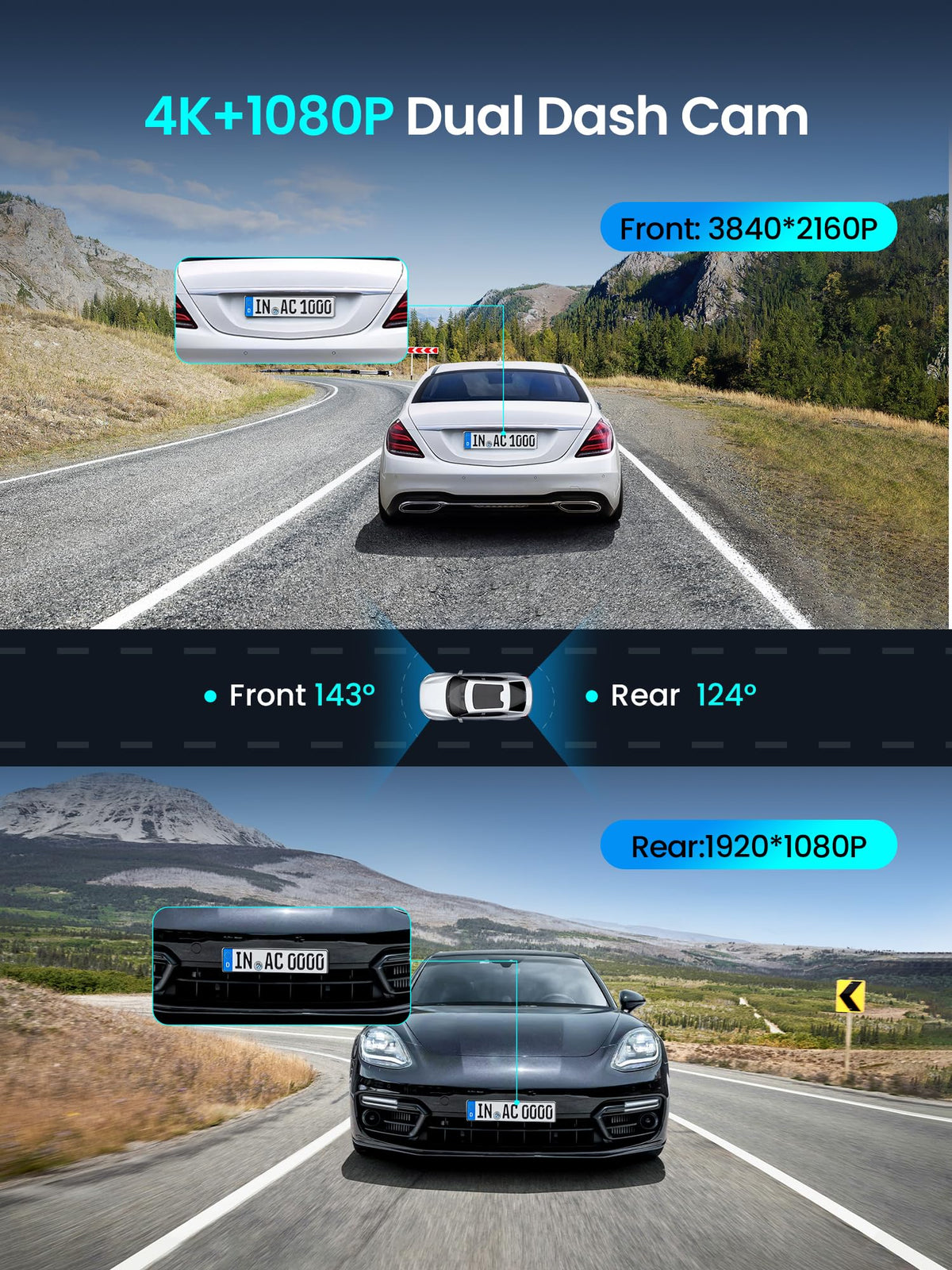 DDPAI Z50 Pro IPS display 3-inch allows instant footage review on the dash.