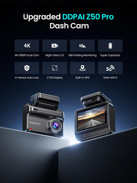 DDPAI Z50 Pro rear camera 1080p records rear details clearly.