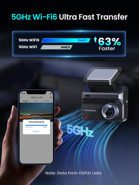 DDPAI Z50 Pro WiFi 6 enables fast video transfer from the dash cam.