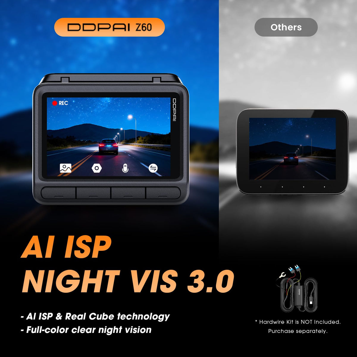 DDPAI Z60 parking mode enables up to 7 days of surveillance.