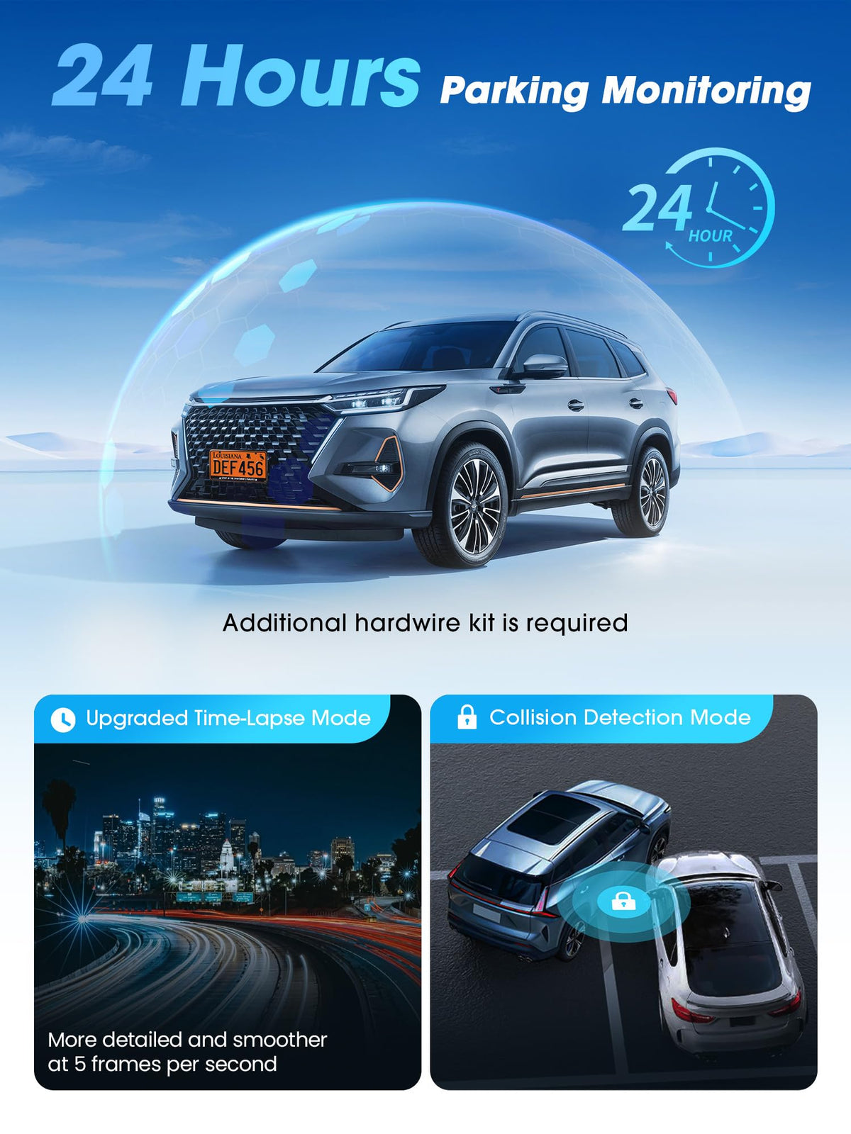 DDPAI Z60 Pro parking monitoring captures long parking sessions with time-lapse.