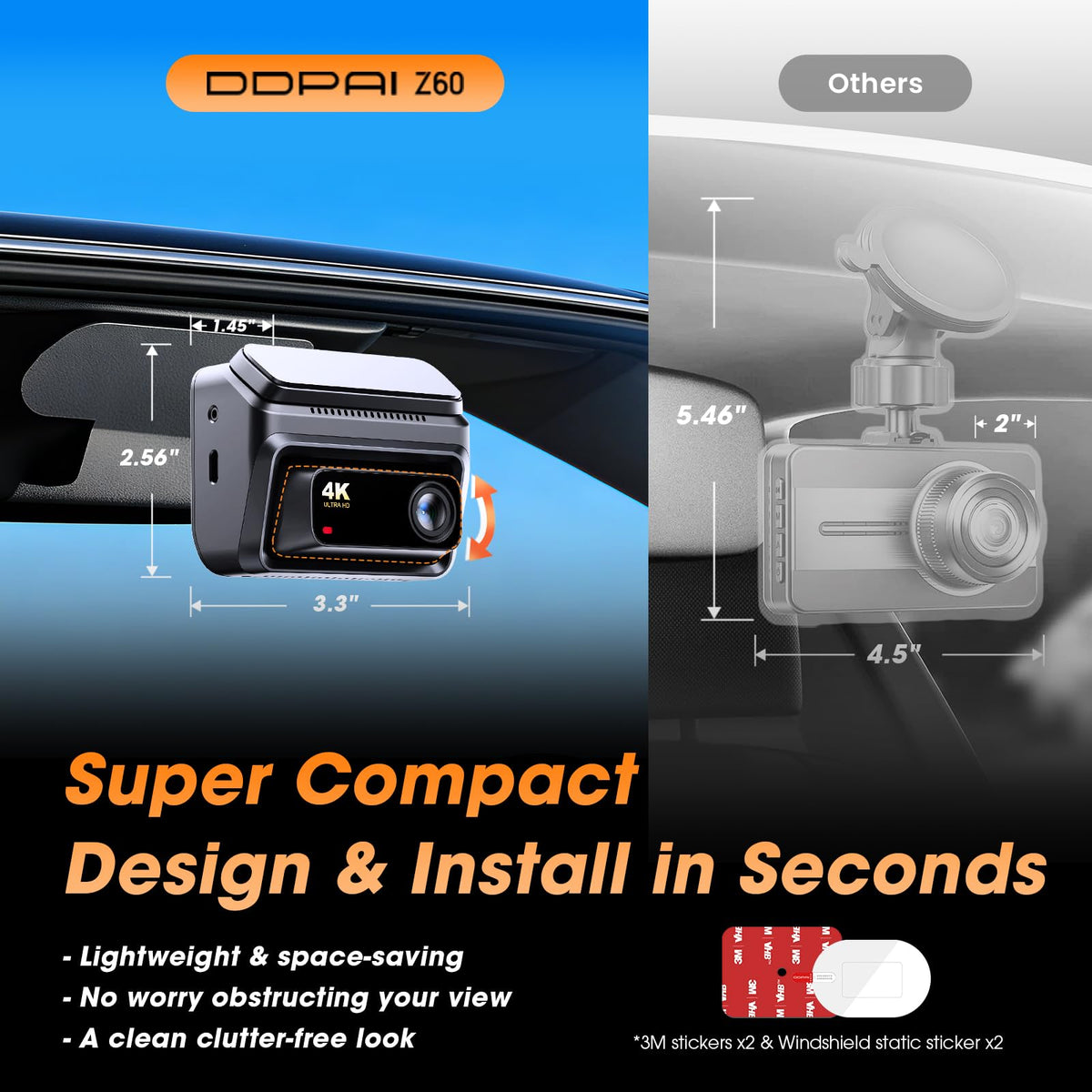 DDPAI Z60 TF card expandability up to 512GB for extended footage