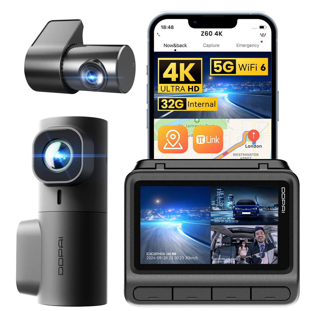 DDPAI Z60πLink front 4K camera captures crisp daytime footage for evidence.