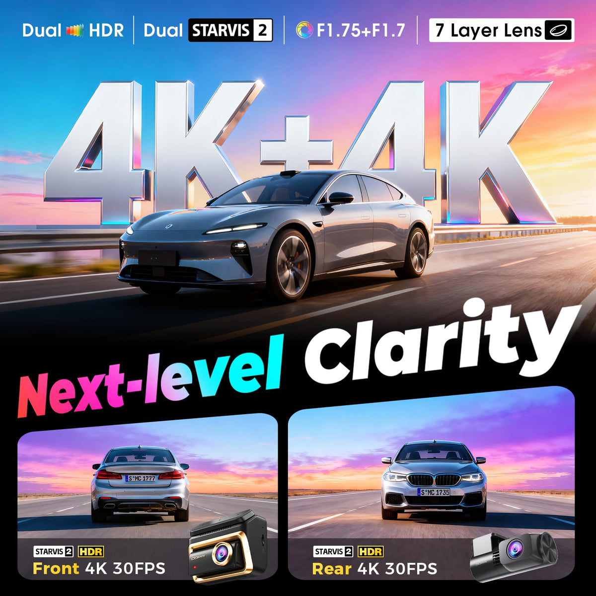 DDPAI Z90 Master rear 4K camera provides complementary footage