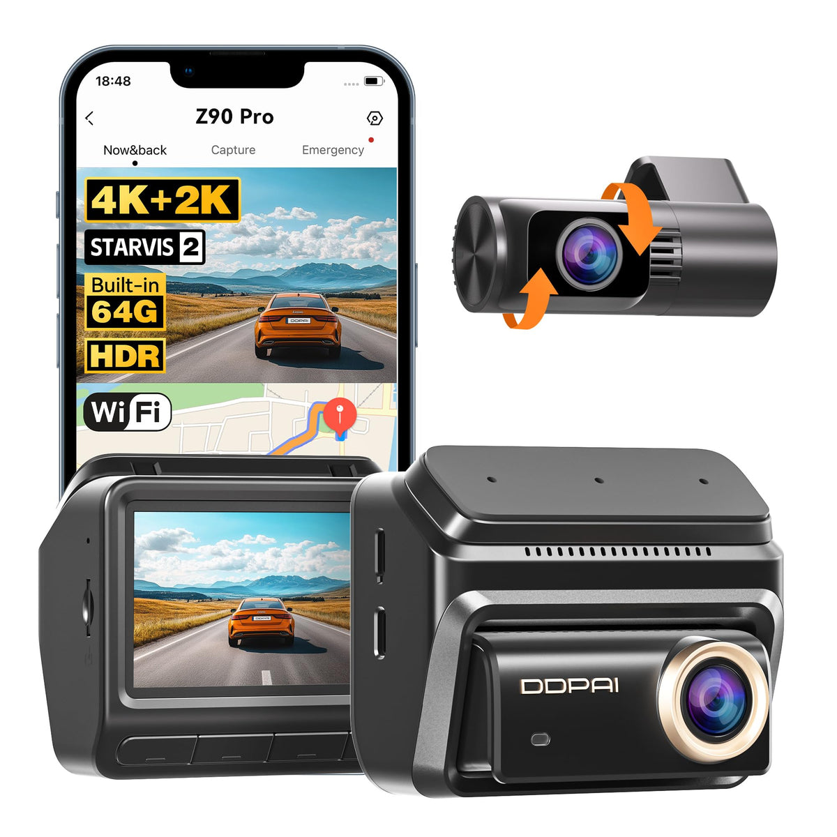 DDPAI Z90 Pro front 4K video for clear daytime footage and license plate capture.
