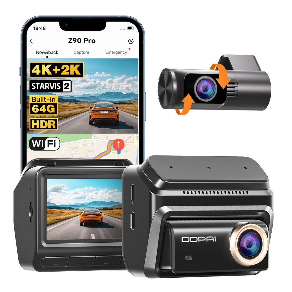 DDPAI Z90 Pro front 4K video for clear daytime footage and license plate capture.