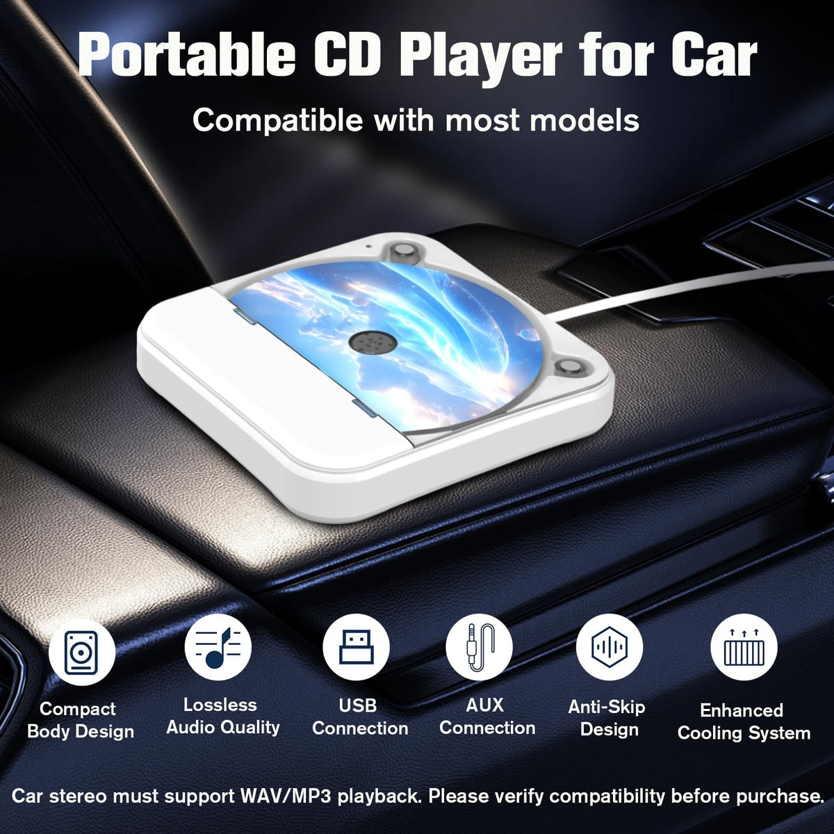 DDup car CD player in-car use highlights plug-and-play setup for quick road trips.
