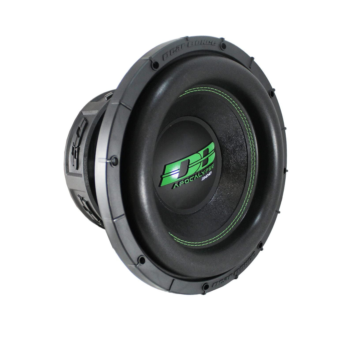 Deaf Bonce Apocalypse 12in subwoofer front view delivering booming, room-filling bass.