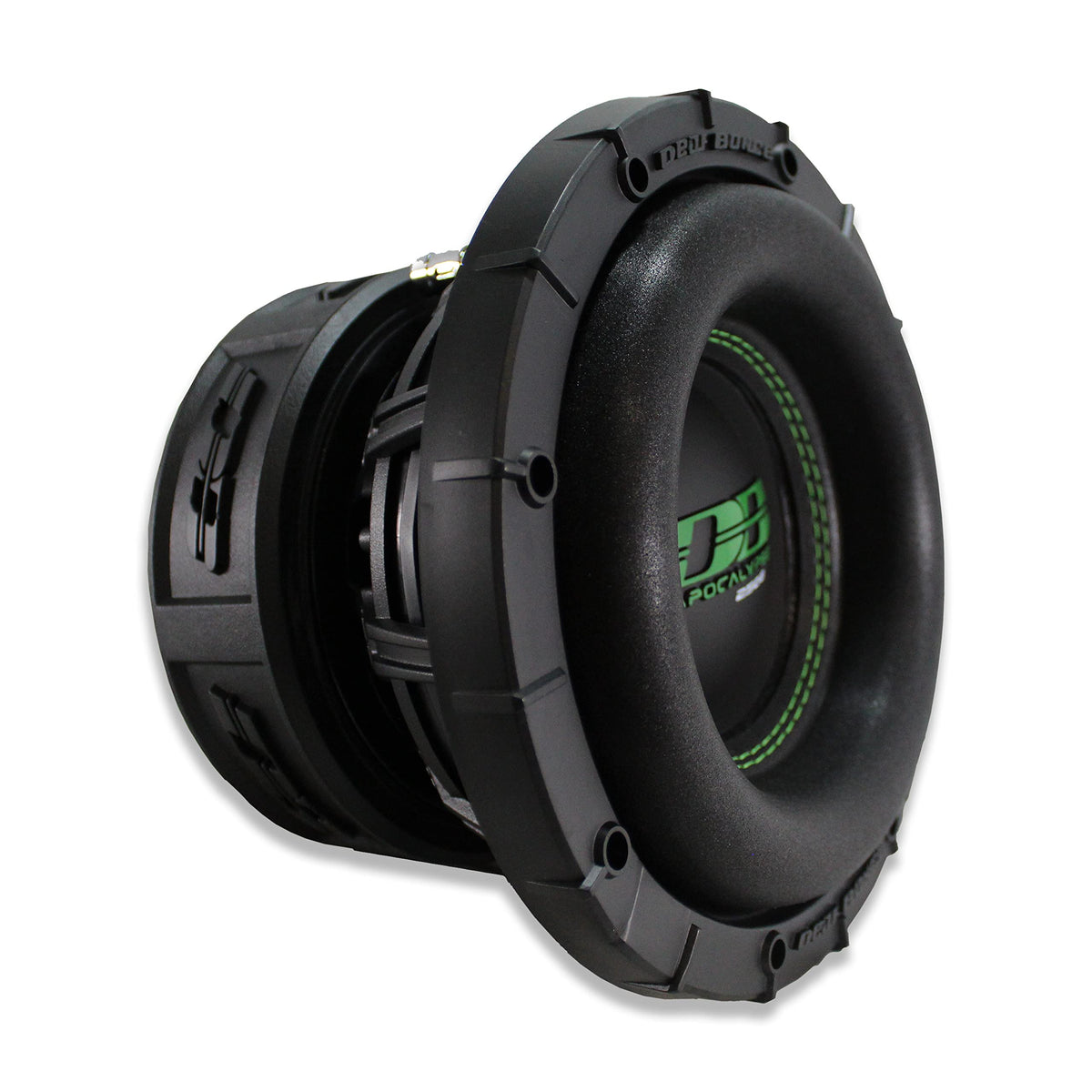 Deaf Bonce Apocalypse 8in subwoofer front view highlights compact design and powerful bass potential