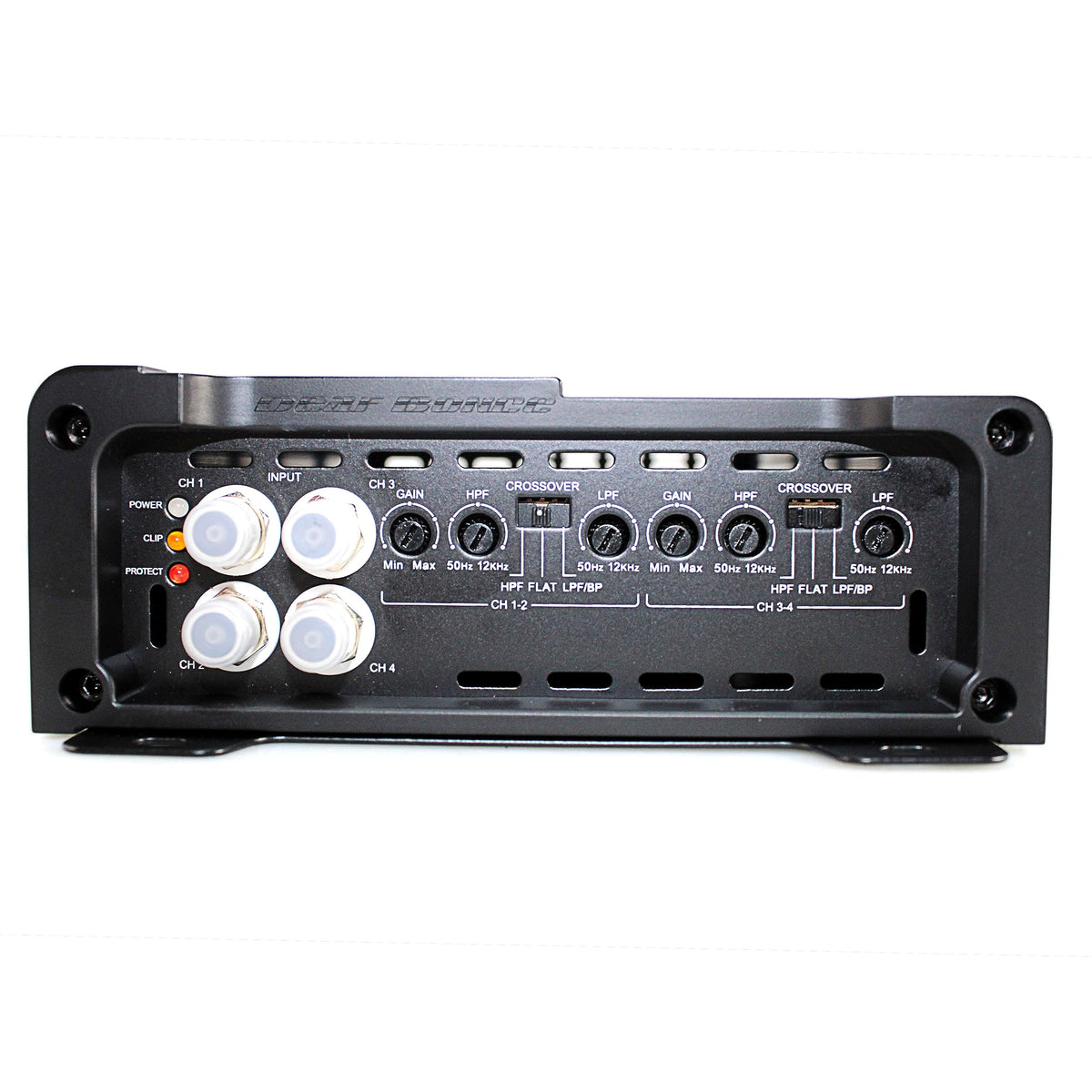 Deaf Bonce Machete Fight Amplifier back panel with RCA and speaker outputs for versatile wiring.