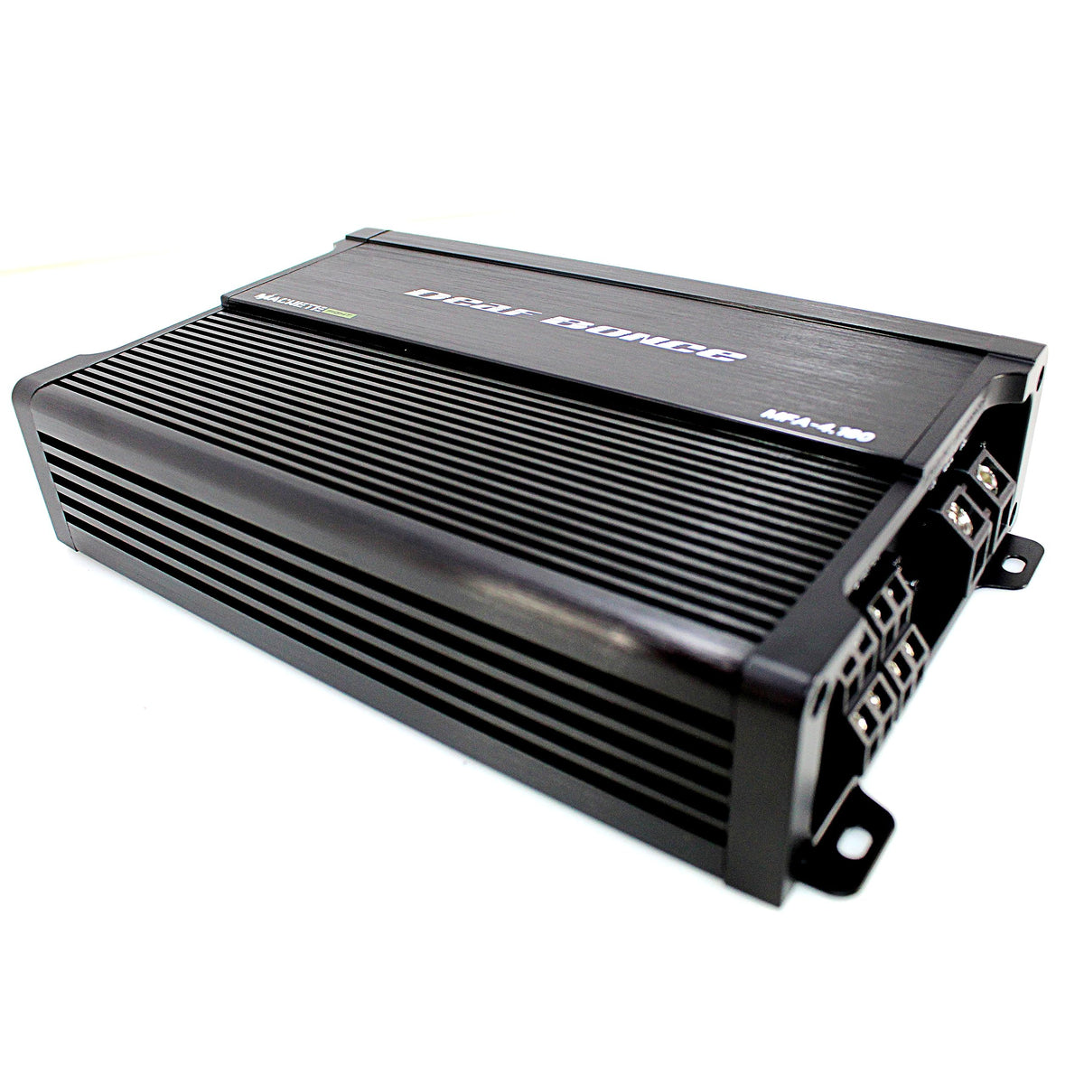 Deaf Bonce Machete Fight Amplifier installed in trunk, ready for powerful performance.
