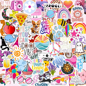 Debinolo preppy stickers 300-pack for water bottles with vibrant, long-lasting color.