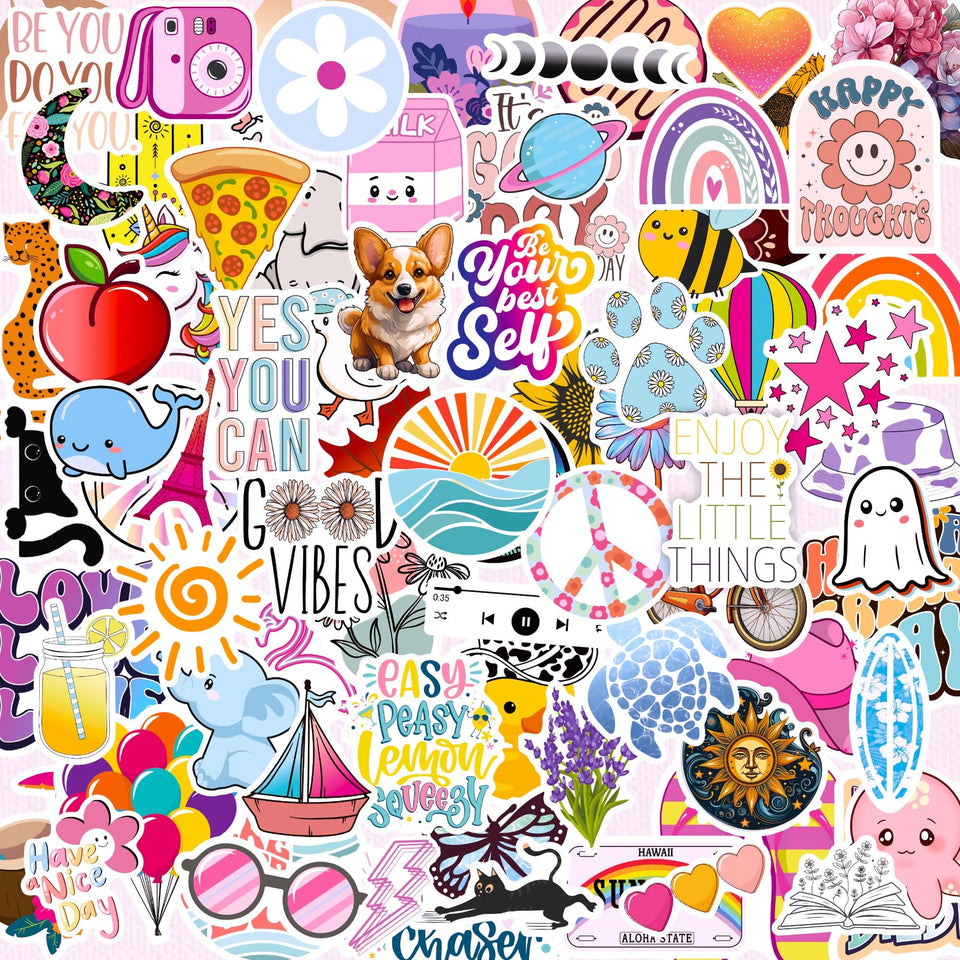 Debinolo preppy stickers 300-pack for water bottles with vibrant, long-lasting color.