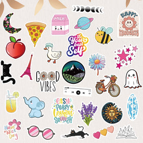 Debinolo summer themed stickers for water bottles, laptops, and cups.