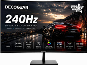 Deco Gear 27-inch monitor front view, sharp motion for fast-paced gaming