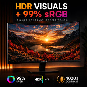 Deco Gear 27-inch monitor side angle highlights a slim, compact profile