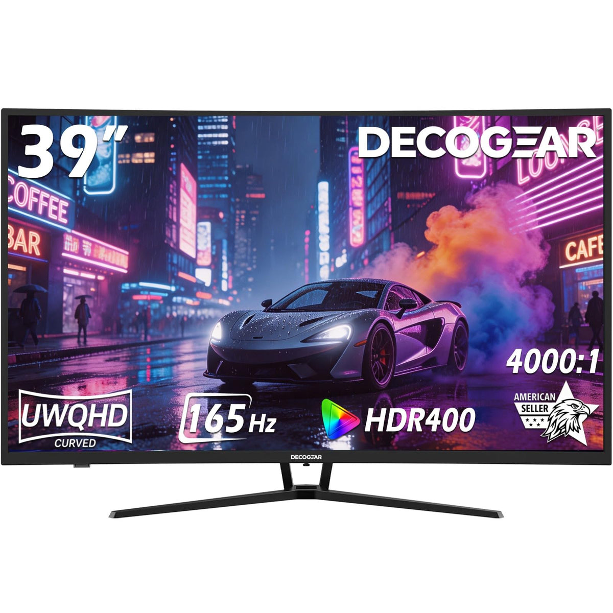 Deco Gear 39-inch curved monitor immersive curve for multitasking comfort.