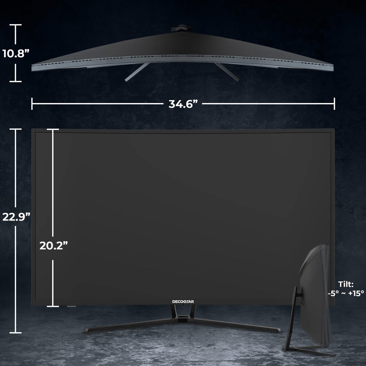 Deco Gear 39-inch curved monitor with VESA compatibility for easy mounting.