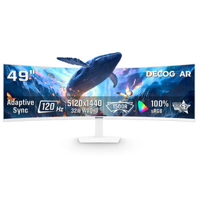 Deco Gear 49-inch curved ultrawide monitor front view for immersive multitasking.