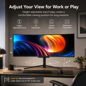 Flexible connectivity: HDMI 2.1 and DisplayPort 1.4 on Deco Gear monitor.