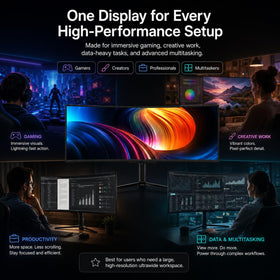 Ambient RGB lighting on Deco Gear monitor enhances late-night sessions.